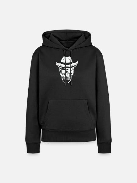 Skull mit Sonnenbrille - Frauen Premium Bio Hoodie - Schwarz