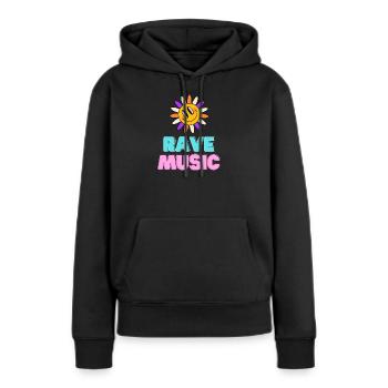 Sunshine Rave Music Néon Design - Sweat à capuche Premium bio Femme - noir - Devant - Julia (174cm)