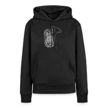 Dessin de tuba - Sweat à capuche Premium bio Femme - noir - Devant - Julia (174cm)