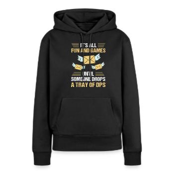 Cachet de la poste Postman - Sweat à capuche Premium bio Femme - noir - Devant - Julia (174cm)