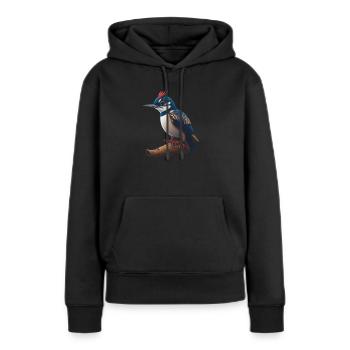 Grand pic tacheté - Sweat à capuche Premium bio Femme - noir - Devant - Julia (174cm)