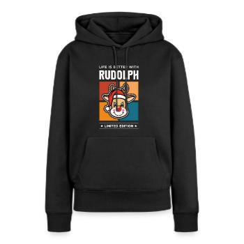 Rudolph - Sweat à capuche Premium bio Femme - noir - Devant - Julia (174cm)