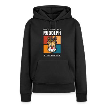 Rudolph - Sweat à capuche Premium bio Femme - noir - Devant - Julia (174cm)