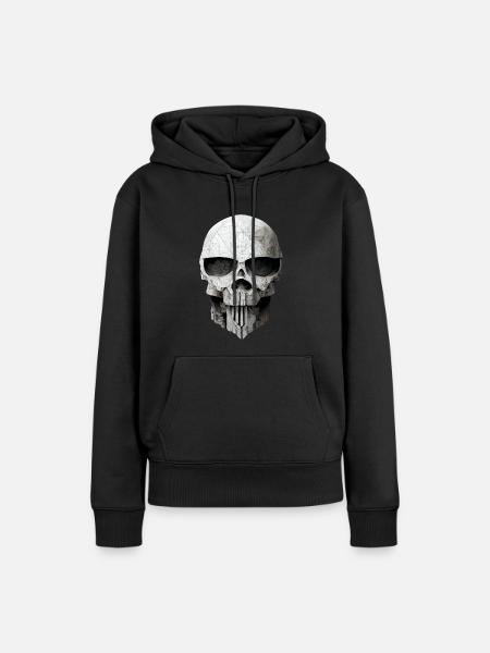 Totenkopf Metall - Frauen Premium Bio Hoodie - Schwarz