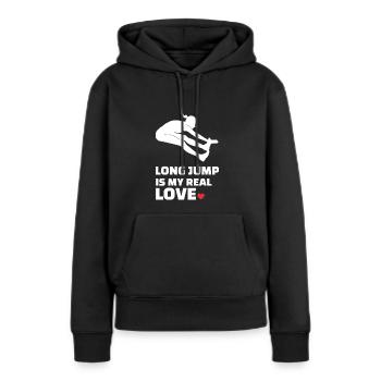 Ich Liebe Weitsprung - Frauen Premium Bio Hoodie - Schwarz - Vorne - Julia (174cm)