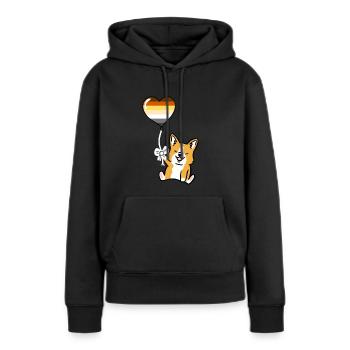 Corgi Herzballon Gay Bear Pride - Frauen Premium Bio Hoodie - Schwarz - Vorne - Julia (174cm)