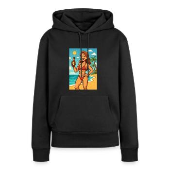 Journée à la plage avec une atmosphère fraîche - Sweat à capuche Premium bio Femme - noir - Devant - Julia (174cm)