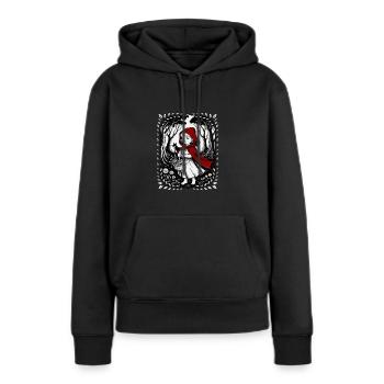 Le Petit Chaperon Rouge : Conte de fées dans la forêt - Sweat à capuche Premium bio Femme - noir - Devant - Julia (174cm)