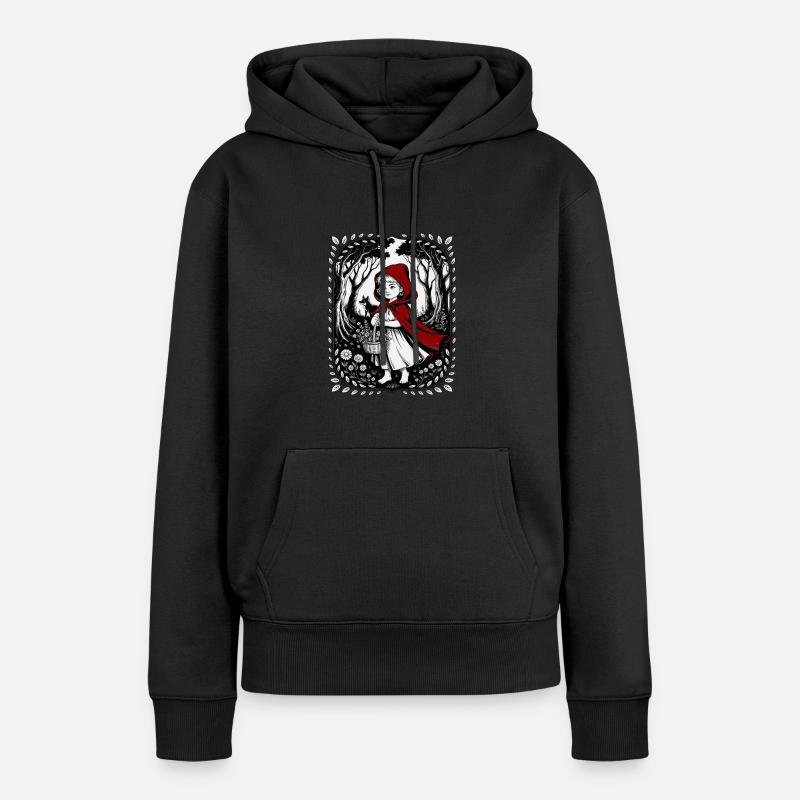 Le Petit Chaperon Rouge : Conte de fées dans la forêt - Sweat à capuche Premium bio Femme - noir