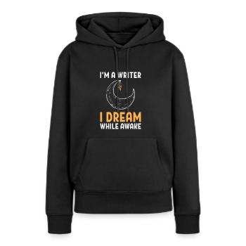 Autor - Frauen Premium Bio Hoodie - Schwarz - Vorne - Julia (174cm)