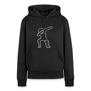 Jambe cassée - Sweat à capuche Premium bio Femme - noir - Devant - Julia (174cm)