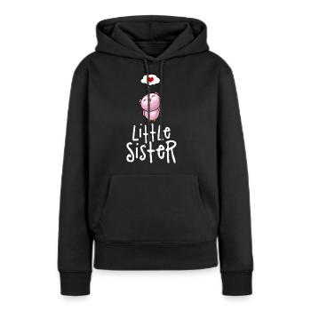 Petite soeur - Sweat à capuche Premium bio Femme - noir - Devant - Julia (174cm)