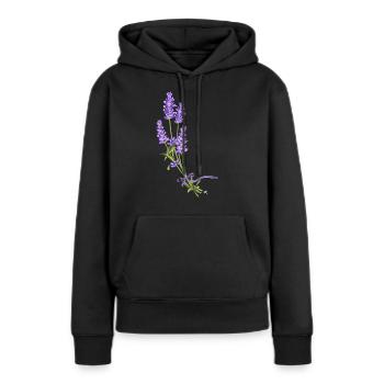 Lavendel Blumen mit einem lila Schleife gebunden - Frauen Premium Bio Hoodie - Schwarz - Vorne - Julia (174cm)