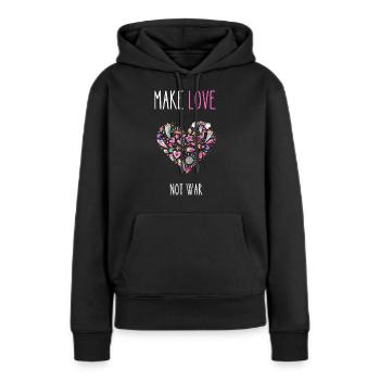 Faites de l’amour pas la guerre - Sweat à capuche Premium bio Femme - noir - Devant - Julia (174cm)