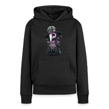 Médecin de la peste avec des cœurs - Sweat à capuche Premium bio Femme - noir - Devant - Julia (174cm)