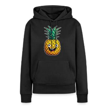Ananas ananas joyeux - Sweat à capuche Premium bio Femme - noir - Devant - Julia (174cm)