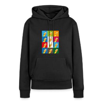 Funny chicken - Frauen Premium Bio Hoodie - Schwarz - Vorne - Julia (174cm)