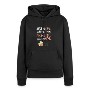 Just a Girl who loves Anime Ramen Geschenk - Frauen Premium Bio Hoodie - Schwarz - Vorne - Julia (174cm)