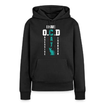 Chats Chat Chat Chat Chat Maman Mignon - Sweat à capuche Premium bio Femme - noir - Devant - Julia (174cm)