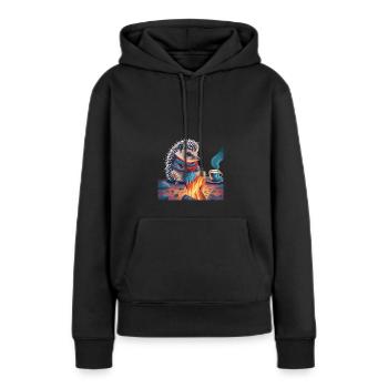 Lagerfeuer - Frauen Premium Bio Hoodie - Schwarz - Vorne - Julia (174cm)
