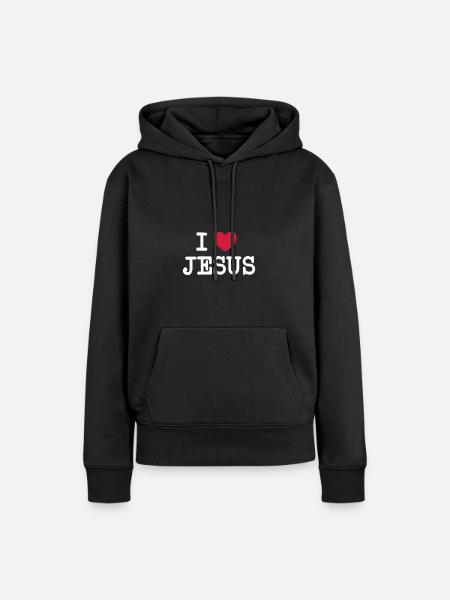 Ich liebe Jesus - Frauen Premium Bio Hoodie - Schwarz