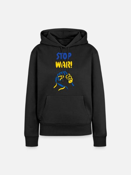 STOP WAR - Frauen Premium Bio Hoodie - Schwarz