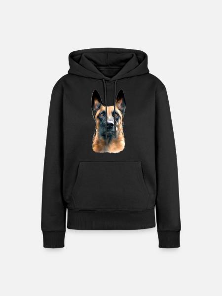 Malinois Hundekopf - Frauen Premium Bio Hoodie - Schwarz