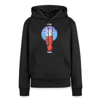 Alpaca mit Schal - Frauen Premium Bio Hoodie - Schwarz - Vorne - Julia (174cm)