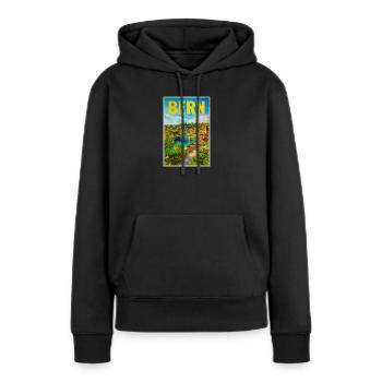 Panorama de Berne Aare et Vieille Ville - Sweat à capuche Premium bio Femme - noir - Devant - Julia (174cm)