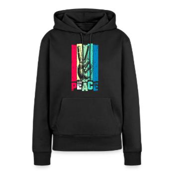 Paix - Signe de paix - Mouvement pour la paix - Paix - Sweat à capuche Premium bio Femme - noir - Devant - Julia (174cm)