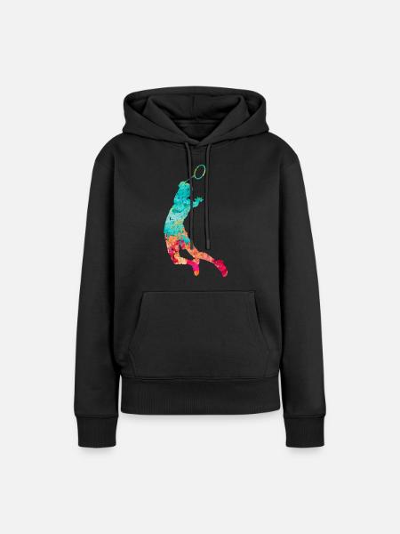 Badminton PopArt - Frauen Premium Bio Hoodie - Schwarz
