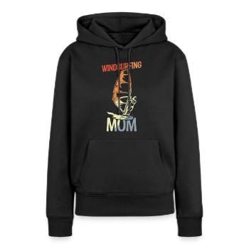 Maman Windsurfer - Sweat à capuche Premium bio Femme - noir - Devant - Julia (174cm)