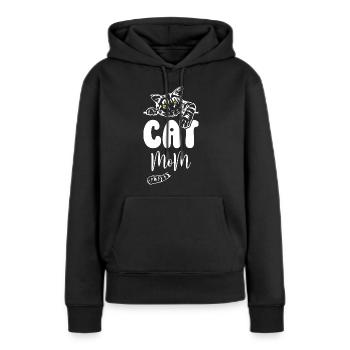 Maman chat - Sweat à capuche Premium bio Femme - noir - Devant - Julia (174cm)