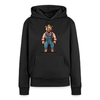Cute Bear Farmer - Frauen Premium Bio Hoodie - Schwarz - Vorne - Julia (174cm)
