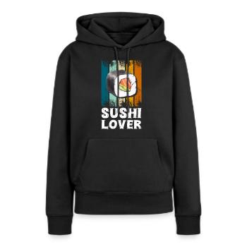 Sushi Riz Nourriture préférée Soja - Sweat à capuche Premium bio Femme - noir - Devant - Julia (174cm)