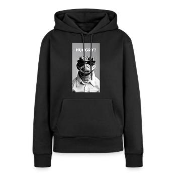 Hungrig? - Lustiger Aligator - Frauen Premium Bio Hoodie - Schwarz - Vorne - Julia (174cm)