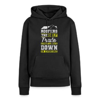 Dachdecker Ziegel Häuser Dachdeckermeister - Frauen Premium Bio Hoodie - Schwarz - Vorne - Julia (174cm)