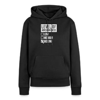 Boxen Boxen Boxen - Frauen Premium Bio Hoodie - Schwarz - Vorne - Julia (174cm)