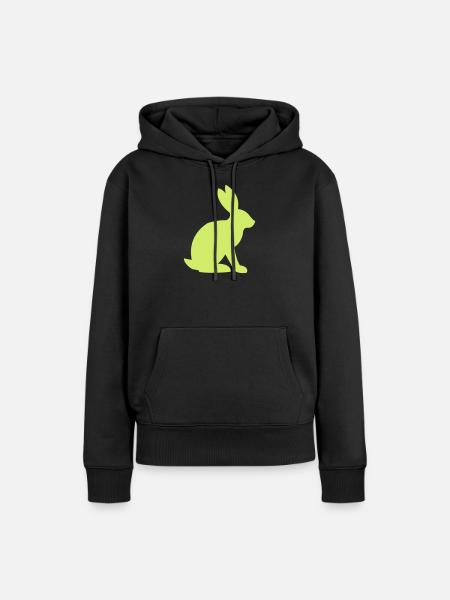 Hase Silhouette - Frauen Premium Bio Hoodie - Schwarz