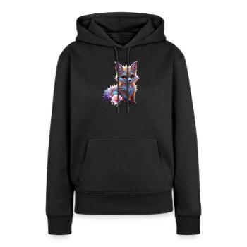 Fantasme du Renard Saphir - Sweat à capuche Premium bio Femme - noir - Devant - Julia (174cm)