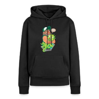 Câlins gratuits - Sweat à capuche Premium bio Femme - noir - Devant - Julia (174cm)