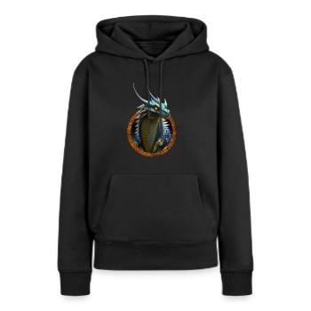 Drache - Frauen Premium Bio Hoodie - Schwarz - Vorne - Julia (174cm)