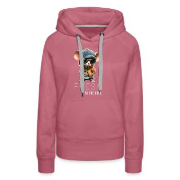 FRESH TO THE BONE - Frauen Premium Bio Hoodie - Malve - Vorne - Isabella (175cm)