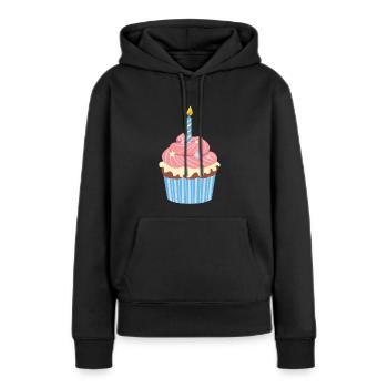 Birthday Cupcake - Sweat à capuche Premium bio Femme - noir - Devant - Julia (174cm)