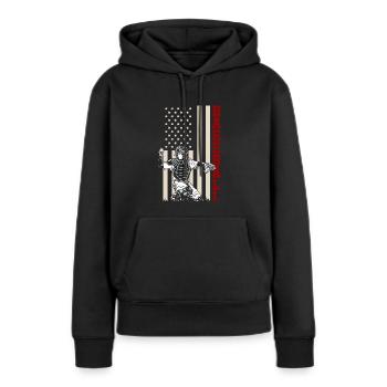 Récepteurs de drapeau américain de baseball US Sportsman - Sweat à capuche Premium bio Femme - noir - Devant - Julia (174cm)