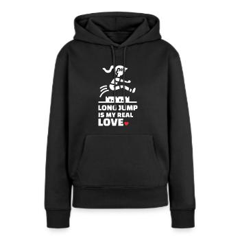 Ich Liebe Weitsprung - Frauen Premium Bio Hoodie - Schwarz - Vorne - Julia (174cm)
