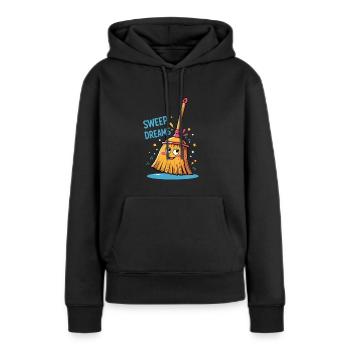 Drôle de balai dessin animé - Sweep Dreams - Sweat à capuche Premium bio Femme - noir - Devant - Julia (174cm)