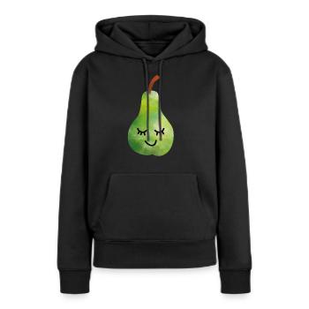 birne - Frauen Premium Bio Hoodie - Schwarz - Vorne - Julia (174cm)