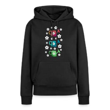 Arrosoir avec des fleurs - Sweat à capuche Premium bio Femme - noir - Devant - Julia (174cm)
