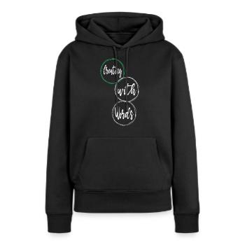 Inspiration créative Projets créatifs - Sweat à capuche Premium bio Femme - noir - Devant - Julia (174cm)